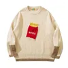 Men's Sweaters Men Vintage Knitted Sweater Y2K Streetwear Hip Hop Patch Fun Fries Garnish Jumpers Harajuku Casual Loose Punk Gothic