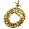 Strand SUNYIK 6mm Natural Golded Wood 108 Beads Prayer Meditation Mala Jewelry Elegant Rural Style Bracelet For Women Men