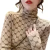 Kvinnors tr￶jor Autumn Winter Kvinna pendlar Turtleneckpolka Dot Pullovers New Fashion All-Match l￥ng￤rmad Slim Warm T-shirt Kvinnokl￤der