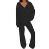 Pantalon deux pièces pour femmes Chic Lady Pyjamas Set Loose Side Split Deep Crotch Oversize Women For Home Wear