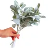Decorative Flowers 12 Pcs Artificial Flocked Lambs Ear Leaves Dusty Stems Oak Lamb's Leaf For Home Wedding DIY