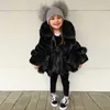 Down Coat Winter Girls Plush Cotton Clothes Baby Big Wool Collar Ball Thicked Jacket Fashion Children S Imitation Fur 221130