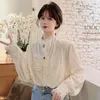 Women's Blouses Design Women Retro French Velvet Shirt Female Lace Stitching Blouse 2022 Spring Long Sleeve Blusas Blusa Mujer Elegante