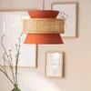 Lampes suspendues 2022 fait à la main Orange bambou tissu coloré luxe Simple japonais chinois nordique lampe lustre