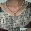 Pendant Necklaces Punk Exaggerated Heavy Thick Chain Lock Pendant Necklace Women Ladies Mtilayer Creative Vintage Jewelry Drop Deliv Dhhsw