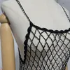 Hollow Rhinestone Sling Net Dress Wedding Accessories Smock Sexig strandhandgjord virkning överlappande tofs smycken klänning