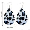 Dangle Chandelier Christmas Waterdrop Leopard Leather Earrings Lattice Heart Pattern Dangle For Women Fashion Jewelry Drop Delivery Dhpyh