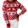 Kvinnors tr￶jor Kvinnor Vinterkl￤der Jul Varma tr￶ja Lady Girls Sticked Jumper Pullover Woman Snowflake Elk Print Plus Size Xmas