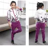 Ensembles de vêtements Ensemble de vêtements pour filles Veste Floral Zipper Sweat à capuche pour enfants Pantalon Survêtement pour costume de sport Printemps 221130