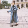 Damengrabenm￤ntel Frauenmantel 2022 Fr￼hling Herbst Revers Doppelbrust Koreanisch Lose Blaukontrast Farbe Mode Windbrecher Weibchen
