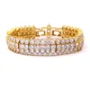 Armbandketen in shock 3 rijen volledige diamant vrouwen mannen luxe 18k gouden koperen pols armband