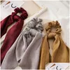 H￥rgummiband Kvinnor Satin Scrunchies Elastic Hair Bands Tie Rope Bow Scarf Girl Ponytail Holder Pannband Tillbeh￶r Drop Delive Dhox1