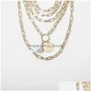 Pendant Necklaces Mti Layer Imitation Pearl Pendant Necklaces Alloy Fashion Long Tassel Sweater Chain For Ladies Round Gold Jewelry Dhudi