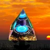 Figurine decorative Piramide di orgone Ametista Peridoto Guarigione Generatore di energia di cristallo Reiki Orgonite Piramide EMF Protezione Meditazione