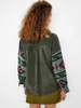 Kvinnors jackor zaful etnisk aztek tryckt corduroy shacket kvinnor bred midja skjorta jacka st￤nga av krage drop axelrock v￥ren