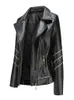 Damen Jacken Herbst Winter Schwarz Kunstleder Frauen Langarm Plus Größe Reißverschluss Basic Mantel Umlegekragen Motor Biker Jacke 221130