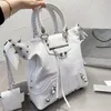 Riveted Large Totes Bags Sheepskin Handbags Women Weave Handle Composite Bag Crossbody Shoulder Shop Bags Pleated Genuine Leather Zipper Wallet Coin Purse Key