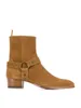 Botas Hombre Marrón Wyatt Harness Paris 40 Tobillo Gamuza Con Cinturón Clásico Botas De Piel De Becerro Genuina Zapatos