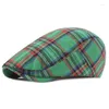 Bérets Plaid Béret Cap Femmes Été Mince Jeunesse Coton Littéraire Chapeau Avant Pour Hommes Unisexe Réglable Décontracté En Plein Air