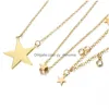 Pendant Necklaces Fashion Simple Rhinestone Pentagram Star Pendant Mtilayer Necklace All Match Necklaces For Womens Gold Plated Drop Dhw5O