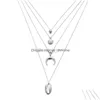 H￤nge halsband skal choker halsband 4 lager m￥nen h￤nge designer kedja bohemy smycken hip hop drop leverans halsband h￤ngen dh7g0