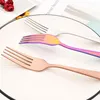 Dinnerware Sets Vintage 6Pcs Colorful Fork Set Kitchen Dinner Stainless Steel Cutlery Western Home Dessert Forks Silverware