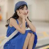 Beret Japaner Plaid Blue Hut vier Jahreszeiten Koreanische Sboy -Kappen leichte atmungsaktive Maler -Mütze für Jugendliche Frauenhüte