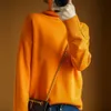Sweathers femininos outono inverno laranja gola alta de caxemira mulher espessada pulôver casual jumper tricotado tops soltos 221201