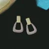 Stud Earrings French Luxury High Sense S925 Silver Needle Temperament Geometric Micro Set Zircon Heavy Industry