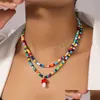 Bohème fait à la main Colorf perles colliers mignon Simple champignon pendentif collier femmes bijoux livraison directe pendentifs Dhron