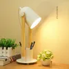 Bordslampor Creative Nordic Wood Desk Lamp Art Iron Led Folding Simple Eye Protection Reading Bedroom Home Decor