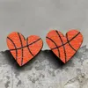 Heart Sports Baseball Stud Earrings Rugby Football Basketball Wood Stud Fashion Accessories