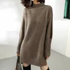 Maglioni da donna Autunno Inverno Abiti lavorati a maglia Dolcevita moda Donna lunga Spacco caldo 221201