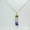 Hangende kettingen Purple Crystal Natural Stone ketting 2022 Pendulum Druzy Goudgenezing Grote rauwe kwarts Kolom Ruw gem stenen Custom