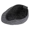 Berets HT3416 Men Fashion Thick Warm Winter Hat Retro Beret Cap Striped Wool Male Vintage Ivy Gastby Flat
