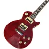 LVYBEST ONE bit av nackkroppens elektriska gitarrborr Bindande Tune-O-Matic Bridge Transparent Red Maple Top Guitar