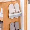 Clothing Storage Bathroom Slippers Rack Perforated Free Wall Hanging Sturdy And Seamless Foldable Rotating Shoe