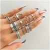 Band Ringe Vintage Stern Brief Mom Brillengestelle Damen Ring Gothic Kreis Frau Ringe für Teenager Weibliche Schmuck Sets Geschenk Drop Deliv Dhii3