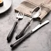 Servisuppsättningar 3Kolors Toppkvalitet Western Cutlery 304 Rostfritt stål trähandtagets bordsartikniv