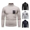 Hommes chandails hommes pull tricoté couleur unie manches longues col haut col roulé épaissir doux grande taille élastique vêtements d'hiver