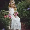 Vestidos de menina arco de flor de renda marfim