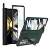 Magnetische Ledertaschen für Samsung Galaxy Z Fold 4 3 Fold3 Hülle Hard Pen Slot Scharnier Schutzhülle Flim Screen Cover