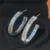 Hoop oorbellen Luxe 925 Sterling Silver Earring Princess Cut Zirkon Party Wedding For Women Bridal Statement Sieraden Gift