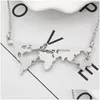 Mode Globe Carte Du Monde Pendentif Collier Creux Irregar Géométrique En Métal Professeur Étudiant Graduation Cadeau Terre Jewe Dhkhm