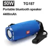 Haut-parleur Bluetooth TG187 50W 4400mAh Haut-parleurs extérieurs étanches sans fil Bar Centre de musique Subwoofer Support stéréo 3D USB / FM