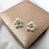 Boucles d'oreilles Stud Luxury Brossed Fleur argentée pour les femmes 2022 French Designer Jewelry Gift Birthday