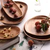 Besteck-Sets Handwerk Holz Pan Platte Unregelmäßig Oval Feste Natürliche Obst Gerichte Untertasse Tee Tablett Dessert Abendessen Geschirr Set