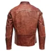 Hommes en cuir Faux mode peau de cheval naturelle veste hommes peau de vache cirée à l'huile véritable manteau mince mâle vêtements automne poitrine 128cm M002 221130