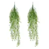 Fleurs décoratives 2 Pcs Plante Artificielle Vignes Tenture Rotin Feuilles Branches Jardin Décoration de La Maison En Plastique Faux Feuille De Soie Vert