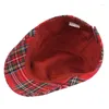 Bérets Plaid Béret Cap Femmes Été Mince Jeunesse Coton Littéraire Chapeau Avant Pour Hommes Unisexe Réglable Décontracté En Plein Air